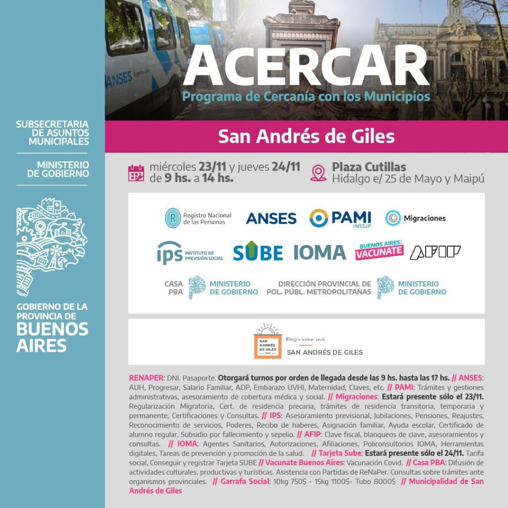 Programa Acercar en Giles: llegan unidades móviles para facilitar trámites 1 Programa acercar en giles: llegan unidades móviles para facilitar trámites