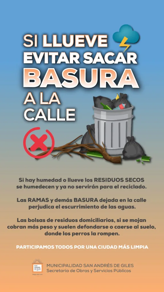 Siguen las tormentas fuertes: el municipio recomienda no sacar la basura a la calle