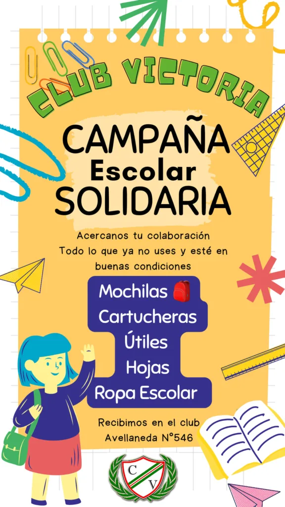 Campaña solidaria del Club Victoria: para que a ningún niño le falten útiles escolares 1 Campaña solidaria del club victoria: para que a ningún niño le falten útiles escolares