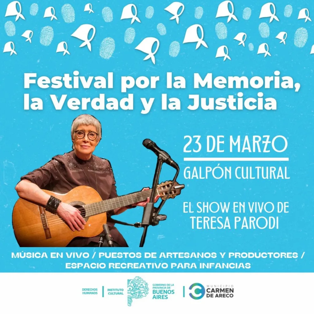 Festival por la memoria: teresa parodi se presenta en carmen de areco