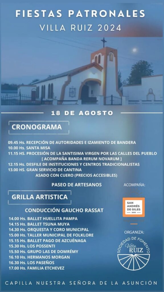 Se vienen las fiestas patronales de villa ruiz