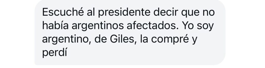 Un vecino asegura haber sido víctima de la cripto-estafa que involucra a Milei 1 Un vecino asegura haber sido víctima de la cripto-estafa que involucra a milei