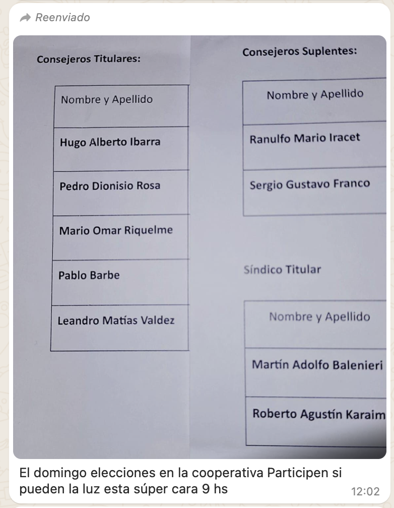 La cooperativa de cucullu se refirió a mensajes que circularon con información falsa