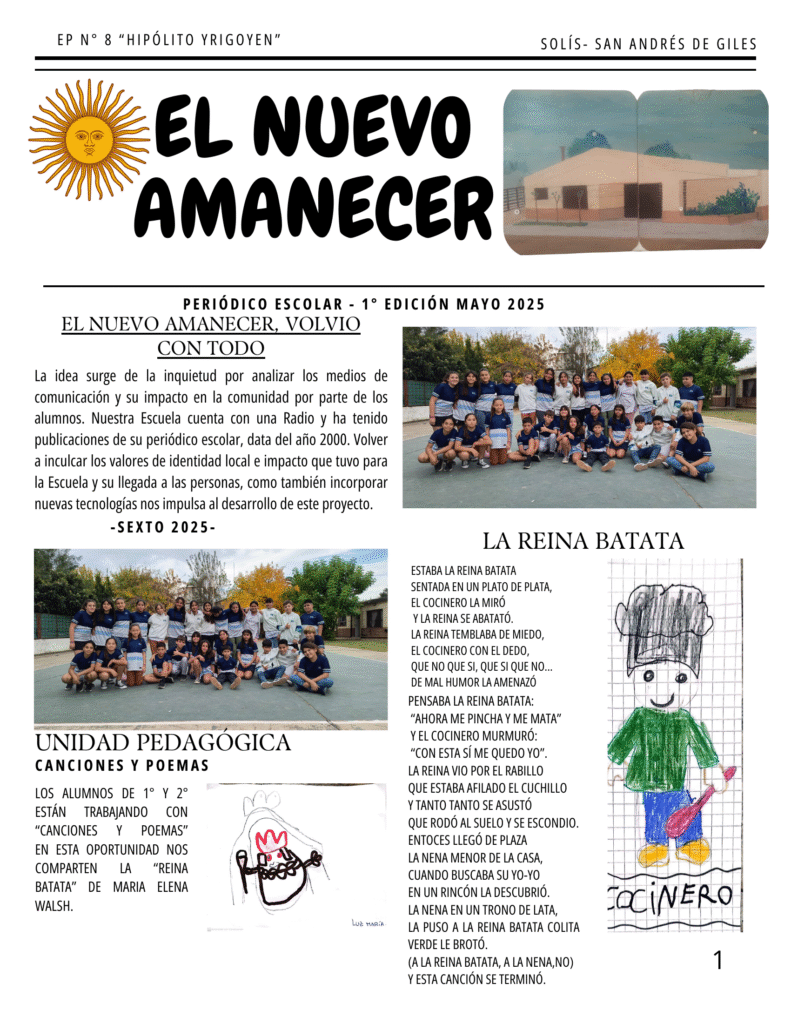 El periódico "El Nuevo Amanecer" de la EP N°8 de Solís se destacó en la Feria de Educación, Arte, Ciencias y Tecnología 1 El periódico "el nuevo amanecer" de la ep n°8 de solís se destacó en la feria de educación, arte, ciencias y tecnología