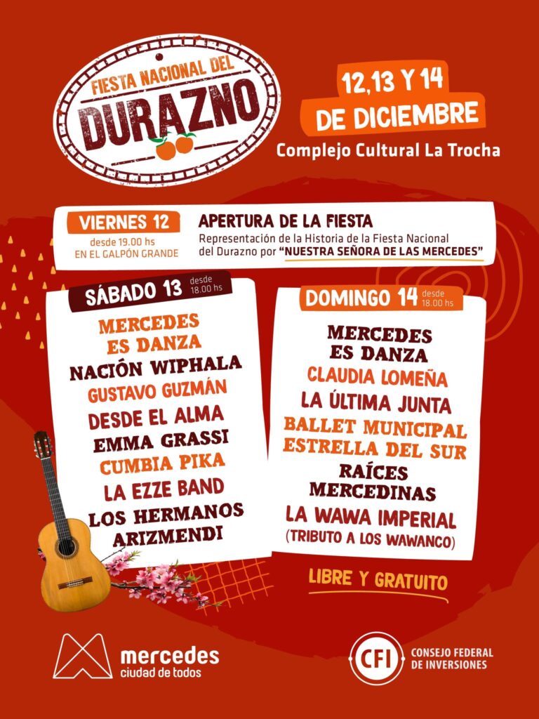 Llega la Fiesta Nacional del Durazno a Mercedes con entrada gratuita 1 Llega la fiesta nacional del durazno a mercedes con entrada gratuita