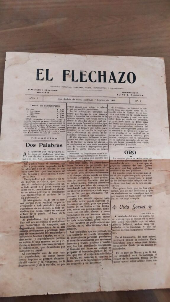 El flechazo: la única edición del polémico periódico que agitó la vida íntima de san andrés de giles en 1926