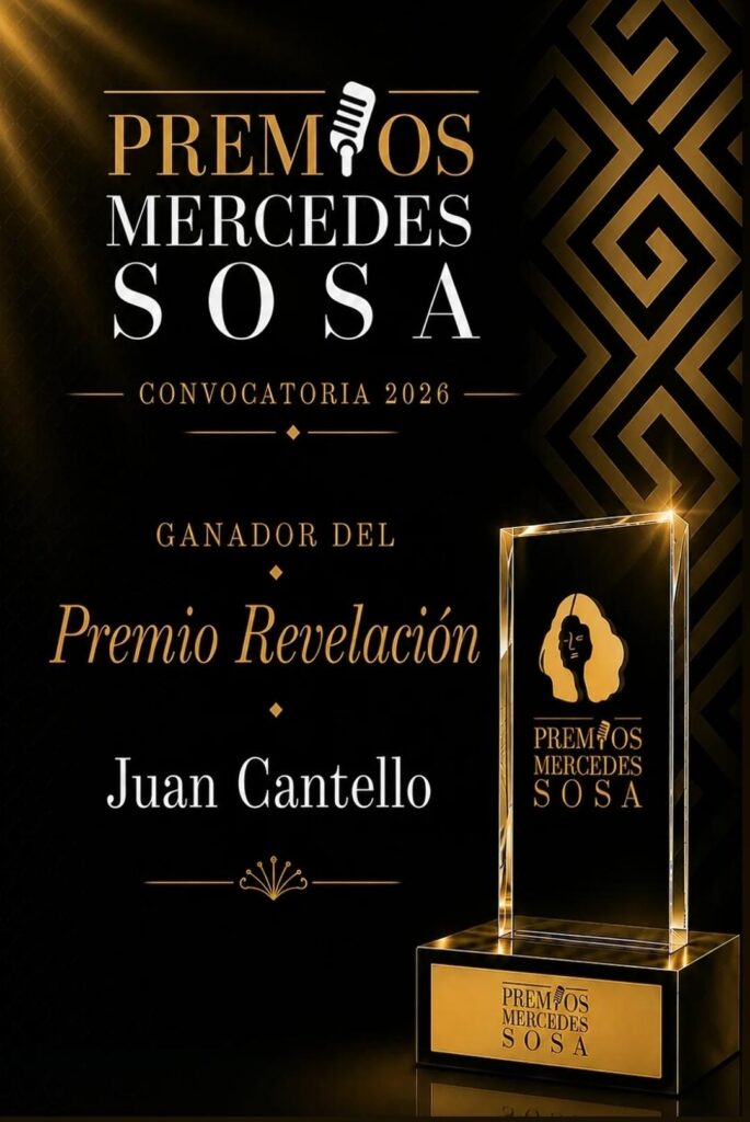 Juan cantello fue reconocido como "revelación" en los premios mercedes sosa