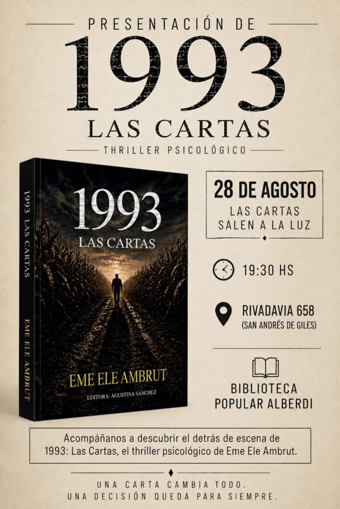 Laura ambrune publicó su primera novela "1993: las cartas" 2